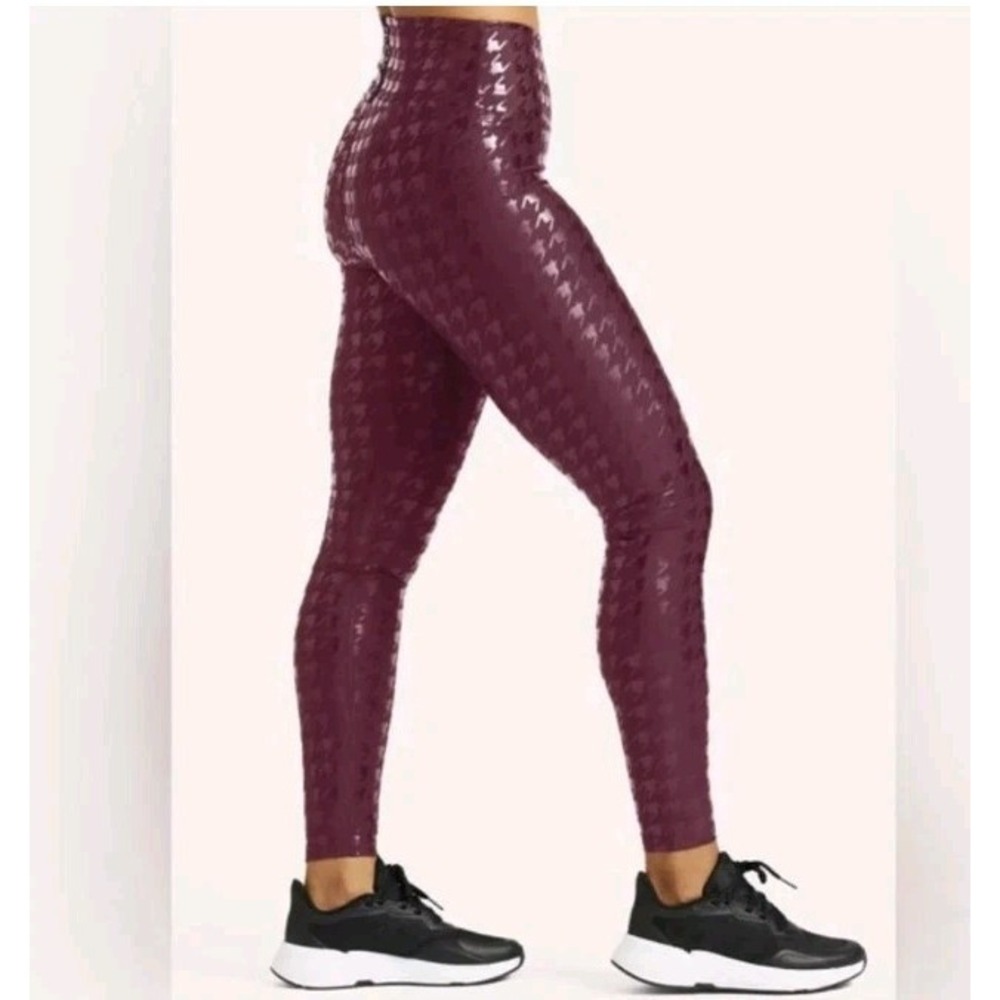 NWT‎ Peloton Women's XL Show Up Houndstooth Leggings Purple Metallic High Rise